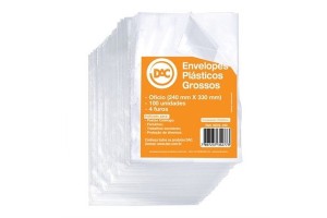 ENVELOPE PLASTICO DAC 4 FUROS OFICIO GROSSO PCT 50 UNI
