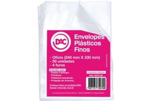 ENVELOPE PLASTICO DAC 4 FUROS OFICIO FINO PCT 50 UNI