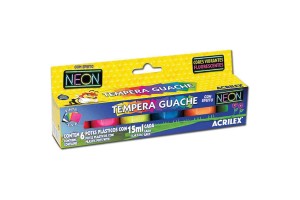 TEMPERA GUACHE ACRILEX COM 6 CORES NEON