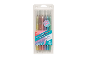 CANETINHA HIDROCOR GLITTER TONS PASTEL TRIS 6 CORES