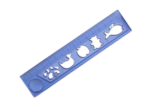 REGUA VAZADA COM LUPA AZUL ACRINIL